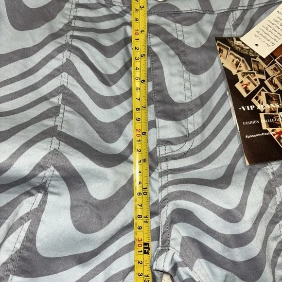 NEW Blue Gray Psychedelic Animal Print Flare Leg Jeans Sz 11/12 Grunge Skater - Picture 4 of 10